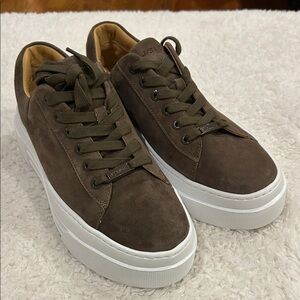 NIB J Slides Amanda Khaki Silk Suede Sneakers